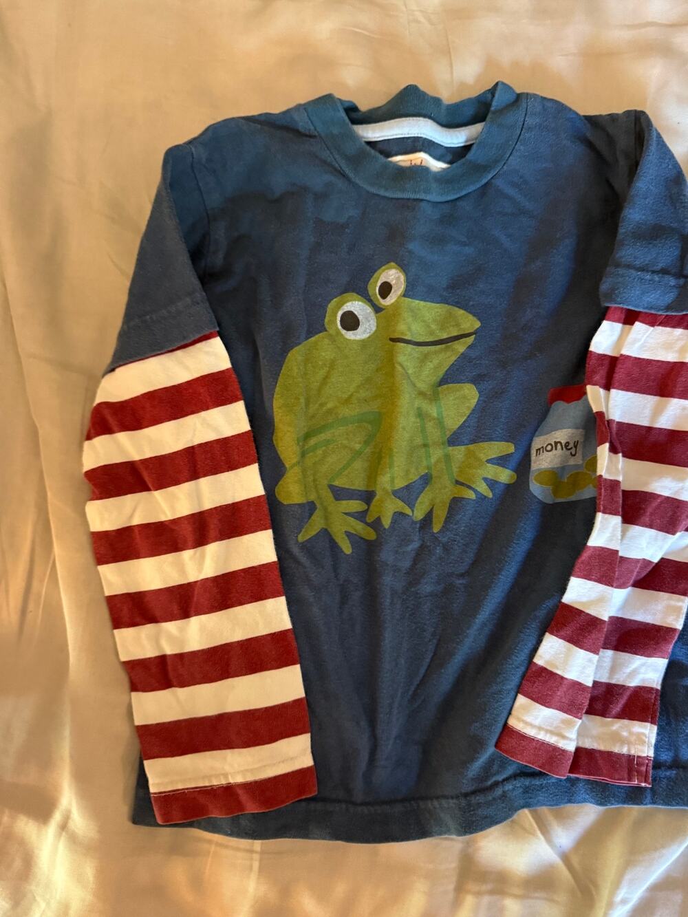 Mini Boden blue frog Shirt 3-4